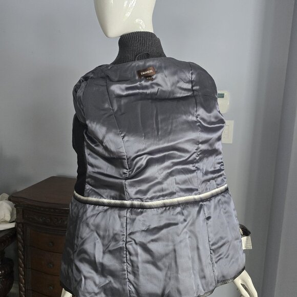 Danier Black leather Coat - Stand Collar Mid-Lenght Jacket - Picture 3 of 4